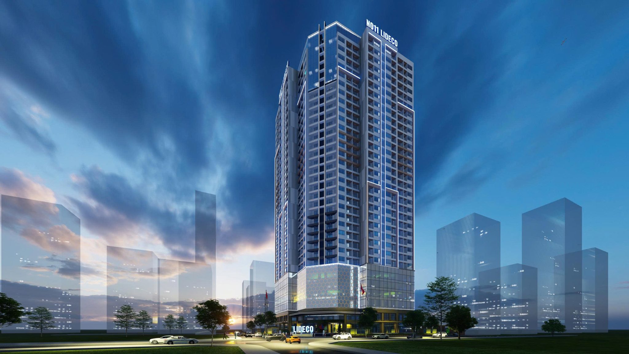 Chung cư Lideco No11 Dịch Vọng Cầu Giấy phối cảnh đêm